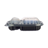 3-Compartment Black Base Rectangular Container With Lid